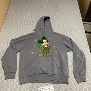 Disney grey Mickey Mouse hoodie pullover kangaroo pockets Size M. SKU-A8693